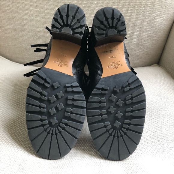 Valentino Combat Ankle Boots Fringe Buckles Block Heel US 6.5 - Picture 10 of 15